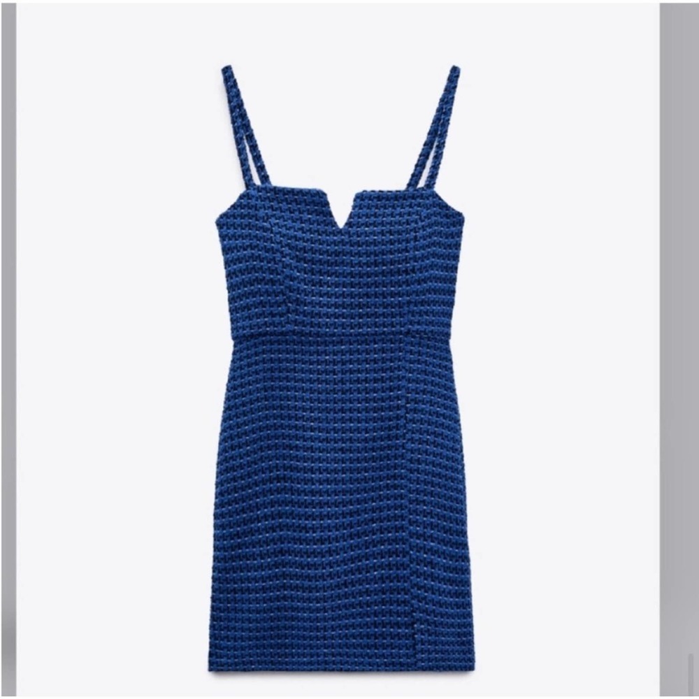 Zara TEXTURED WEAVE TANK DRESS Size Large - Picture 7 of 9